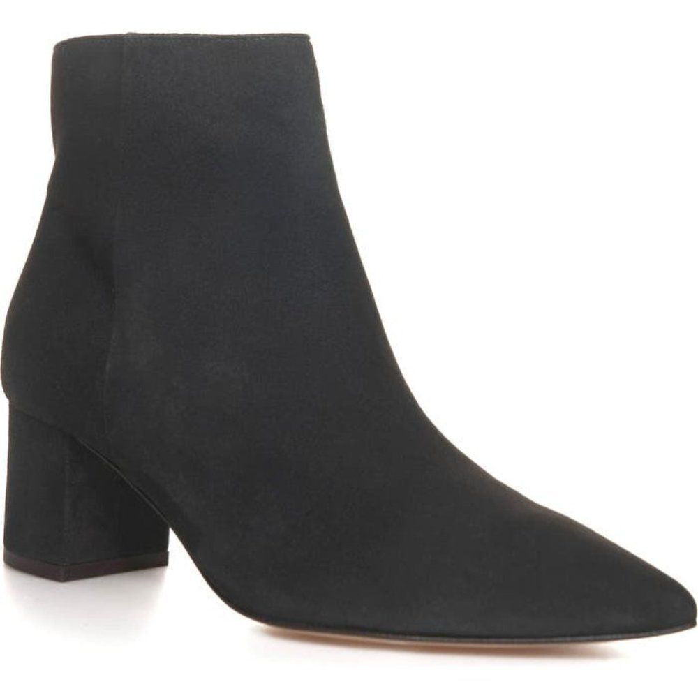 NEW L'Agence Jeanne Block Heel Charcoal Black Bootie Size 38